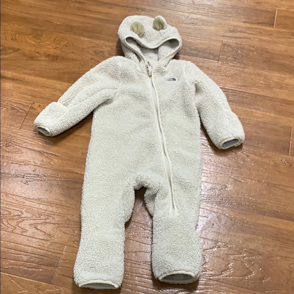 The North Face Infant Cream Sherpa One-Piece Hooded Onesie